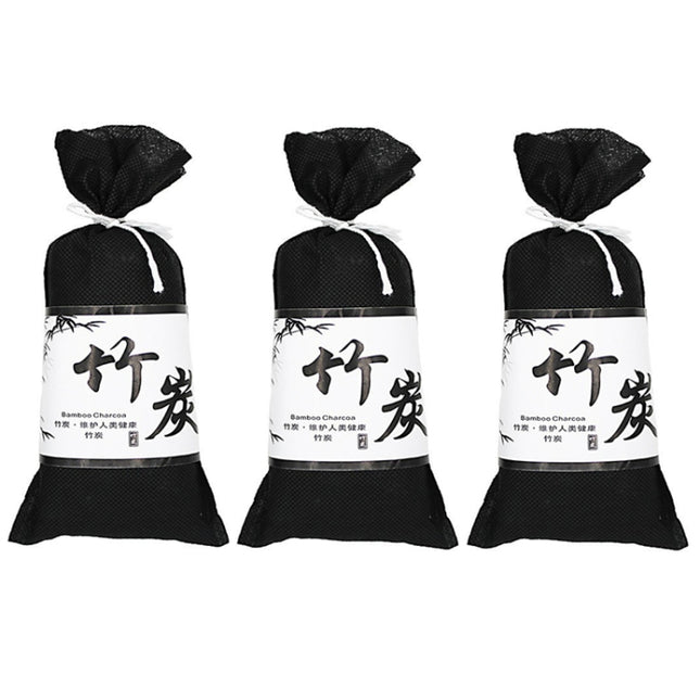 3Bags Bamboo Charcoal Air Purifying Bag For Refrigerators Wardrobes Car Formaldehyde Odor Removal Pack