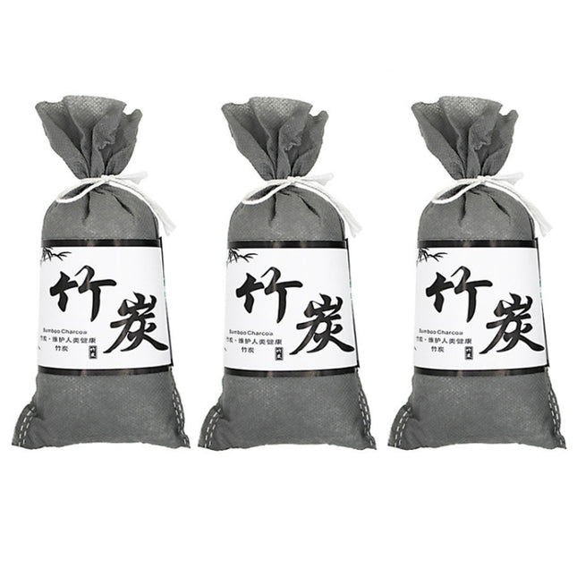 3Bags Bamboo Charcoal Air Purifying Bag For Refrigerators Wardrobes Car Formaldehyde Odor Removal Pack