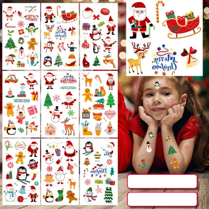 Colorful Christmas Tattoo Stickers Waterproof Holiday Party Children Disposable Tattoo Stickers, 10pcs /Set