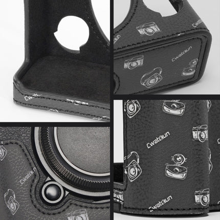 For FUJIFILM X-T5 Cwatcun D161 Vintage Camera Stand Camera Protective Leather Case