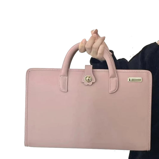 Pink Girl Style PU Laptop Bag Protective Case with Handle, 14 Inch, 15.6 / 16 Inch
