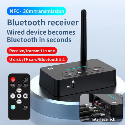 D9 2-in-1 Old-fashioned Audio Car Bluetooth Receiver Transmitter NFC Music Bluetooth Adapter, D9 2-in-1
