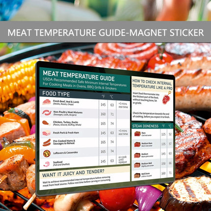 Kitchen Barbecue Meat Temperature Guide Waterproof Magnetic Sticker