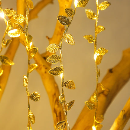LED Artificial Golden Leaf Vine Light String For Christmas Holiday Decoration, 2m 20 Lights, 3m 30 Lights, 5m 50 Lights, 10m 100 Lights