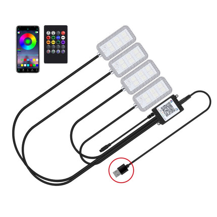 Eight-Color LED Voice Control Car Music Rhythm Atmosphere Light, 5V USB Remote Control, 5V USB APP, 5V USB APP + Remote Control, 5V USB With Switch Remote Control, 5V USB With Switch APP, 5V USB With Switch APP + Remote Control                         ...