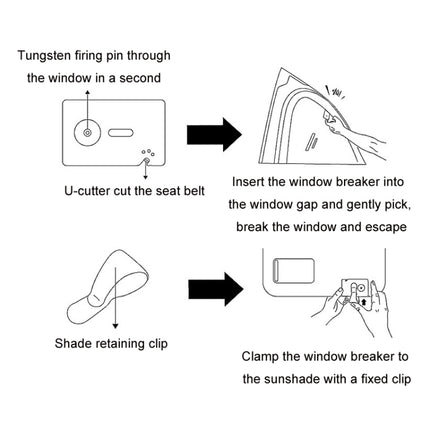 Car Window Breaking Safety Card Emergency Life-Saving Hammer