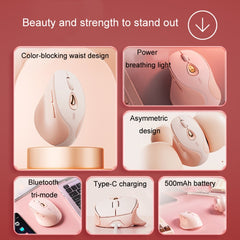 Inphic DR801 2.4G+Bluetooth 5.0/4.0 Wireless Mouse USB Tri-Mode Mute Rechargeable Girls Office Home Gaming Mouse