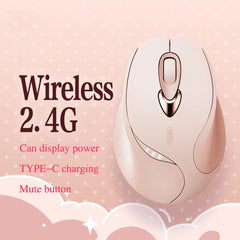 Inphic M8P 2.4G Wireless Mouse USB Mute Charging Girls Office Portable Ergonomic Mouse With Power Display