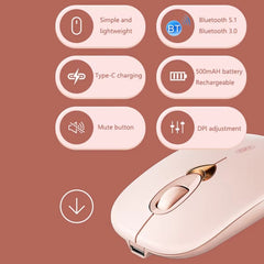 Inphic Q8 Gen 2 Bluetooth Mouse Wireless Silent Charging Office Business Girls Laptop Mouse