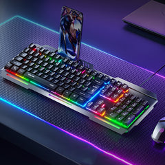 Inphic K2 104-Keys Wired Gaming Keyboard USB Quiet Office Metal Panel Mechanical Keyboard With 7 Color Backlit