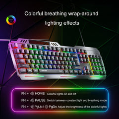 Inphic K2 104-Keys Wired Gaming Keyboard USB Quiet Office Metal Panel Mechanical Keyboard With 7 Color Backlit