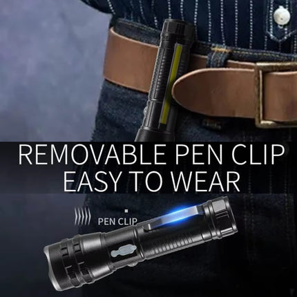 E-SMARTER P27 Pen Clip Strong Light Flashlight Laser Wick High Bright Side Light Outdoor Emergency Adventure Flashlight, P27