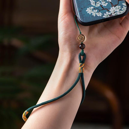 Carved Auspicious Cloud Hand-Woven Mobile Phone Anti-Lost Wrist Lanyard Key Pendant