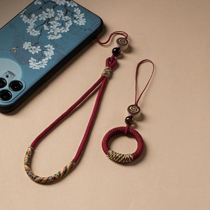 Carved Auspicious Cloud Hand-Woven Mobile Phone Anti-Lost Wrist Lanyard Key Pendant