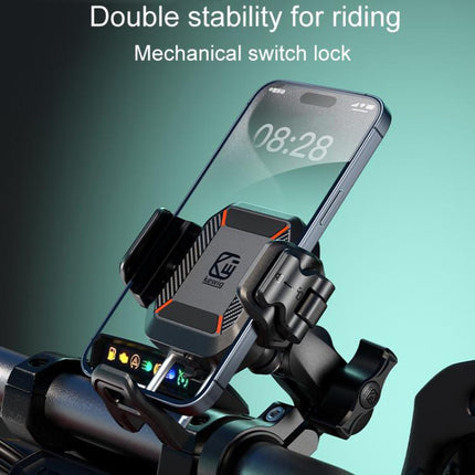 Kewig M33-A5 Outdoor Riding Shock Absorbing Anti-Theft 15W QI Wireless Charger Cell Phone Mounting Bracket