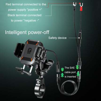 Kewig M33-A5 Outdoor Riding Shock Absorbing Anti-Theft 15W QI Wireless Charger Cell Phone Mounting Bracket