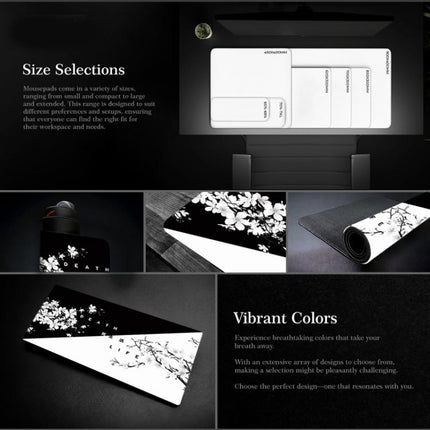 Ink Painting Cherry Blossom Rubber Non-Slip Mouse Pad Desk Mat, 300x600x2mm, 300x700x2mm, 300x800x2mm, 400x900x2mm