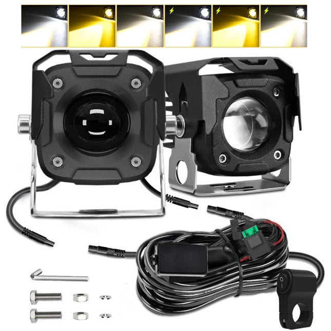 Motorcycle Spotlight Strobe 6 Modes With Control Cable Set