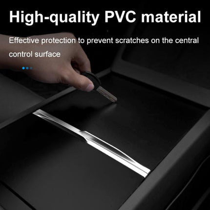 For Tesla 2024+ Model 3 Highland Center Console Panel Protection Sticker, Horizontal Wood Grain, Vertical Wood Grain, Carbon Fiber Grain, Matt Black, Frosted Black