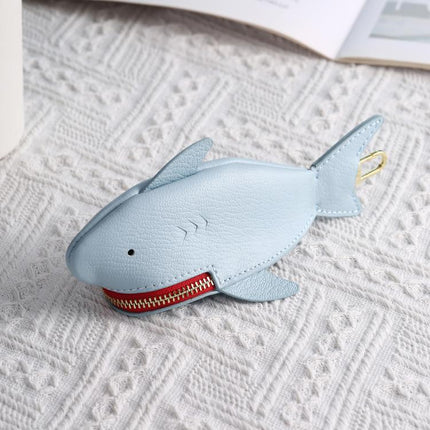 Hallmo Universal Shark-Shaped Key Protective Cover Multifunctional Car Key Storage Bag, Dark Blue, Light Blue