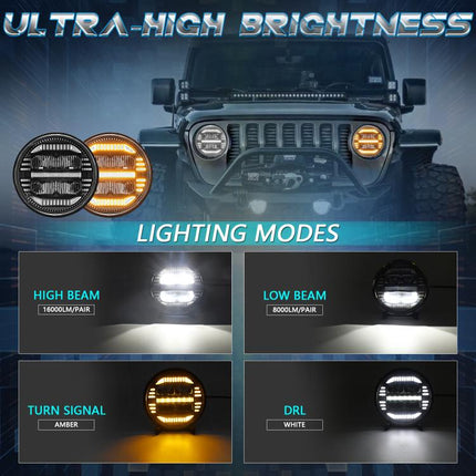 7-inch Round Refraction LED Round Headlight For Wrangler