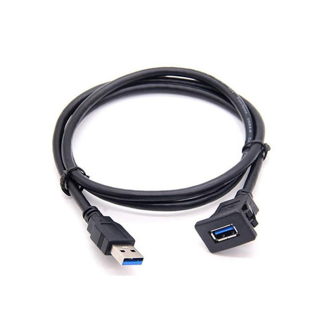 Square Snap-On USB3.0 Compatible 2.0 Car Boat Motorcycle Instrument Panel Extension Cable, 1m