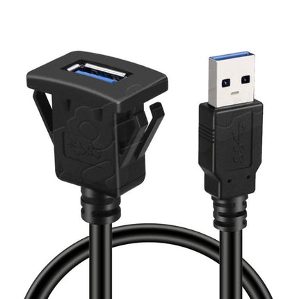 Square Snap-On USB3.0 Compatible 2.0 Car Boat Motorcycle Instrument Panel Extension Cable, 1m