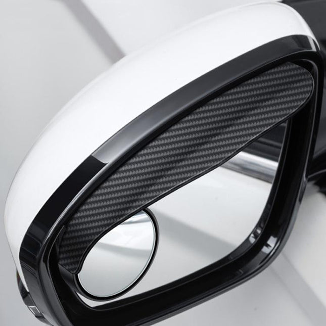 Car Mirror Reversing Shield Rain Brow 2 In 1 Carbon Fiber Reflective Auxiliary Mirror Cover, 2pcs / Set
