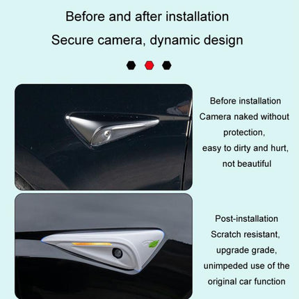 For Tesla 2024 Model 3 Fenders Side Labels Camera Cover Stickers, Pearl White, Glossy Carbon Fiber Texture, Matt Carbon Fiber Texture, Piano Paint Bright Black, Frosted Matt Black, Bright Red