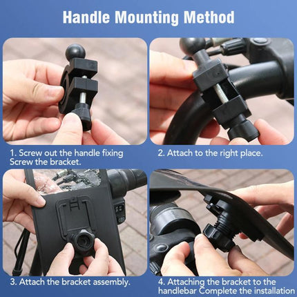 Bicycle Waterproof Phone Bag Mount Stand 360 Degree Rotation Motorcycle Bike Cellphone Holder, Handlebar Model, Rearview Mirror Model