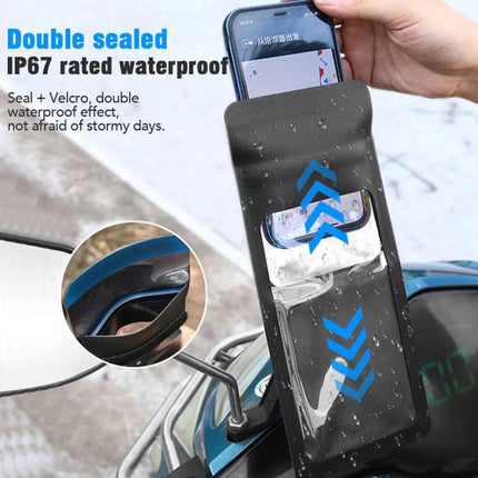 Bicycle Waterproof Phone Bag Mount Stand 360 Degree Rotation Motorcycle Bike Cellphone Holder, Handlebar Model, Rearview Mirror Model