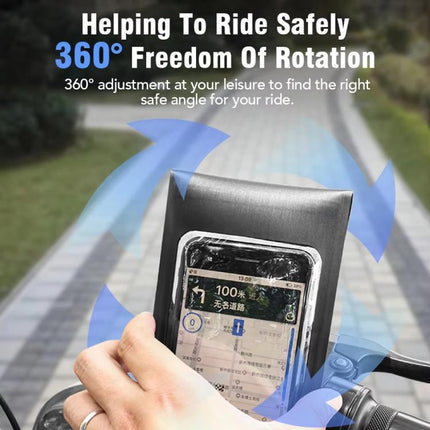 Bicycle Waterproof Phone Bag Mount Stand 360 Degree Rotation Motorcycle Bike Cellphone Holder, Handlebar Model, Rearview Mirror Model