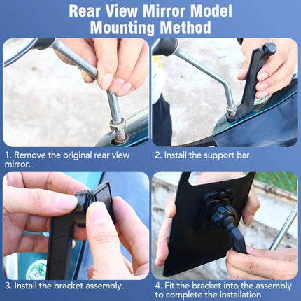 Bicycle Waterproof Phone Bag Mount Stand 360 Degree Rotation Motorcycle Bike Cellphone Holder, Handlebar Model, Rearview Mirror Model