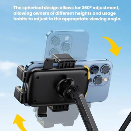 Bicycle and Motorcycle Phone Holder with Hidden Silicone Strap, Handbar, Rearview Mirror
