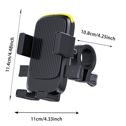 Bicycle and Motorcycle Phone Holder with Hidden Silicone Strap, Handbar, Rearview Mirror