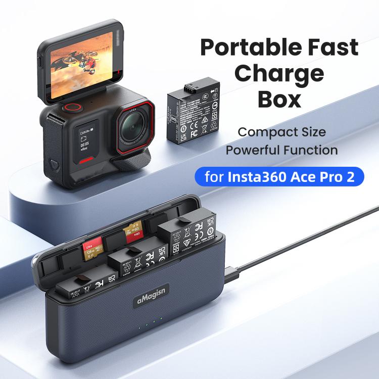 For Insta360 Ace Pro 2 Battery aMagisn Fast Charging Box Charger Storage Compartment, aMagisn