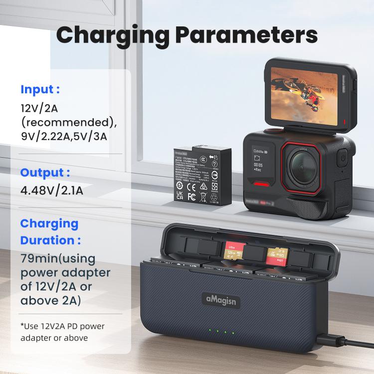 For Insta360 Ace Pro 2 Battery aMagisn Fast Charging Box Charger Storage Compartment, aMagisn