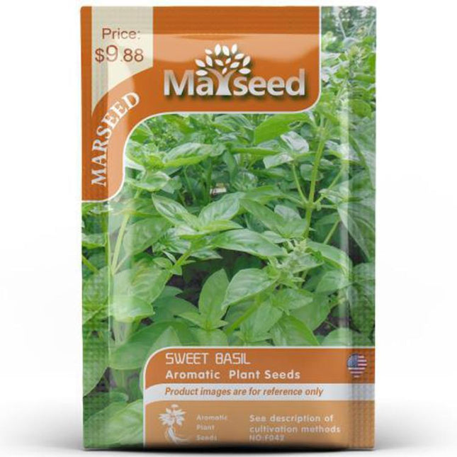 MARSEED Edible Sweet Basil Seeds Four Seasons Balcony Potted Herb Seeds, New / Old Packaging Ships Randomly