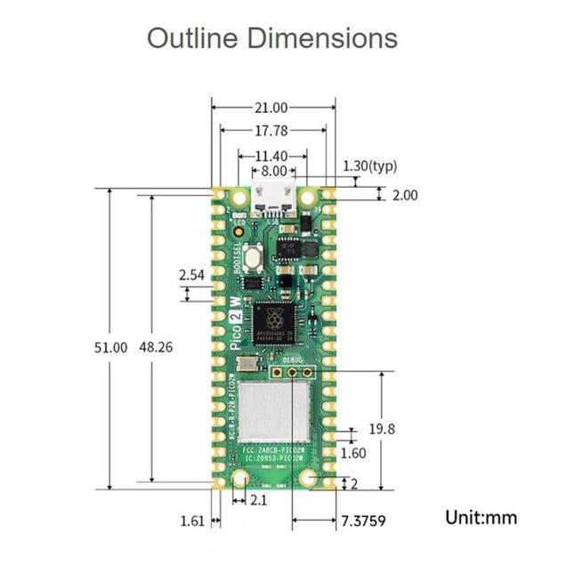 Waveshare For Raspberry Pi Pico / Pico 2 W Microcontroller Development Board