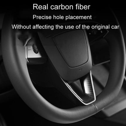 For Tesla Model 3 Car Modification Interior Carbon Fiber Steering Wheel Patch, Matte, Glossy, Red, Froged Pattern
