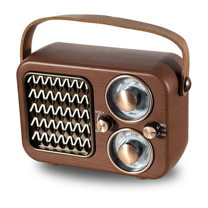 Retro Multifunctional Radio Bluetooth Speaker Handhled Audio Decoration Ornament, Wave Pattern, Horizontal Stripes, Woven Surface, Vertical Grid