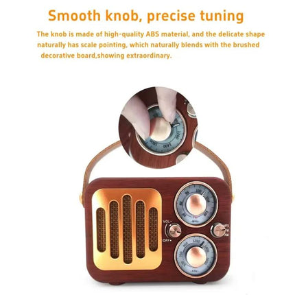 Retro Multifunctional Radio Bluetooth Speaker Handhled Audio Decoration Ornament, Wave Pattern, Horizontal Stripes, Woven Surface, Vertical Grid