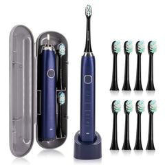 Sarmocare S100 IPX7 Waterproof Portable Sonic Electric Toothbrush with 8-brush Heads