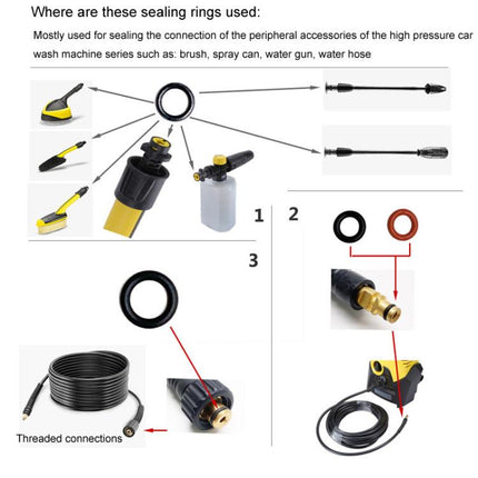 For Karcher K2 / K3 / K4 / K5 / K6 / K7 High Pressure Washer O-Shape Sealing Ring, 16pcs / Set