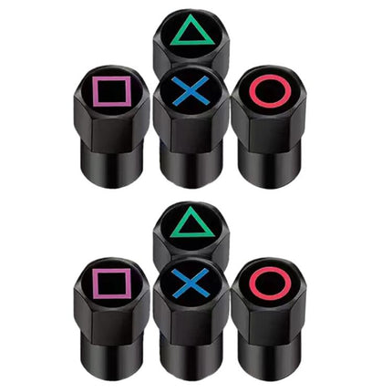 2 Sets Car Modification Aluminum Tire Valve Caps, Graphic Model, Alphabet Model, Red Logo, Blue Logo