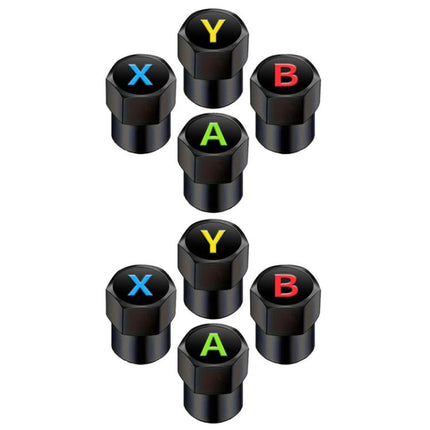 2 Sets Car Modification Aluminum Tire Valve Caps, Graphic Model, Alphabet Model, Red Logo, Blue Logo