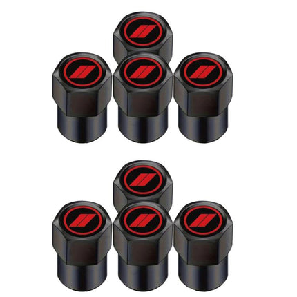 2 Sets Car Modification Aluminum Tire Valve Caps, Graphic Model, Alphabet Model, Red Logo, Blue Logo