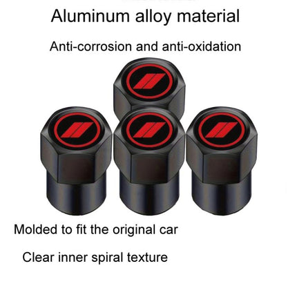 2 Sets Car Modification Aluminum Tire Valve Caps, Graphic Model, Alphabet Model, Red Logo, Blue Logo