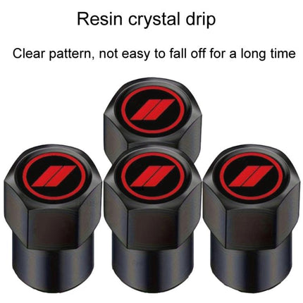 2 Sets Car Modification Aluminum Tire Valve Caps, Graphic Model, Alphabet Model, Red Logo, Blue Logo
