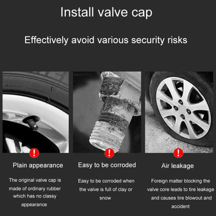 2 Sets Car Modification Aluminum Tire Valve Caps, Graphic Model, Alphabet Model, Red Logo, Blue Logo